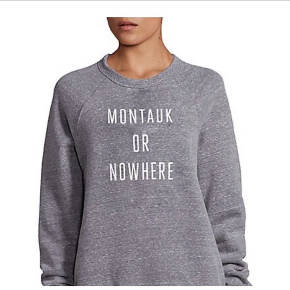 Knowlita Montauk or Nowhere Cropped Raw Hem Boxy Gray Sweatshirt Size Medium